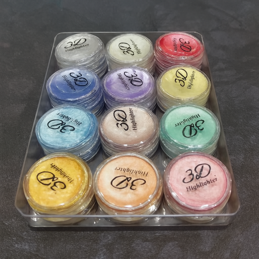 Professional 3D Highlighter 12 Color Palette – Trendy Creamy Shimmer Kit With Pressed Powder Shades – Shiny Makeup Cosmetic Palette Box For Radiant Glow Rs 462