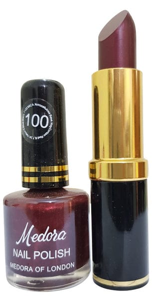 Medora 2 in 1 Lipstick & Nail Polish Combo – Premium Beauty Deal with Matching Shades, Includes 1 Lipstick & 1 Nail Polish (Shade Red, Maroon)